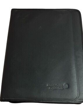 Leather Notepad Portfolio Organizer Zip Folder Black Money Gram Leeds Padfolio